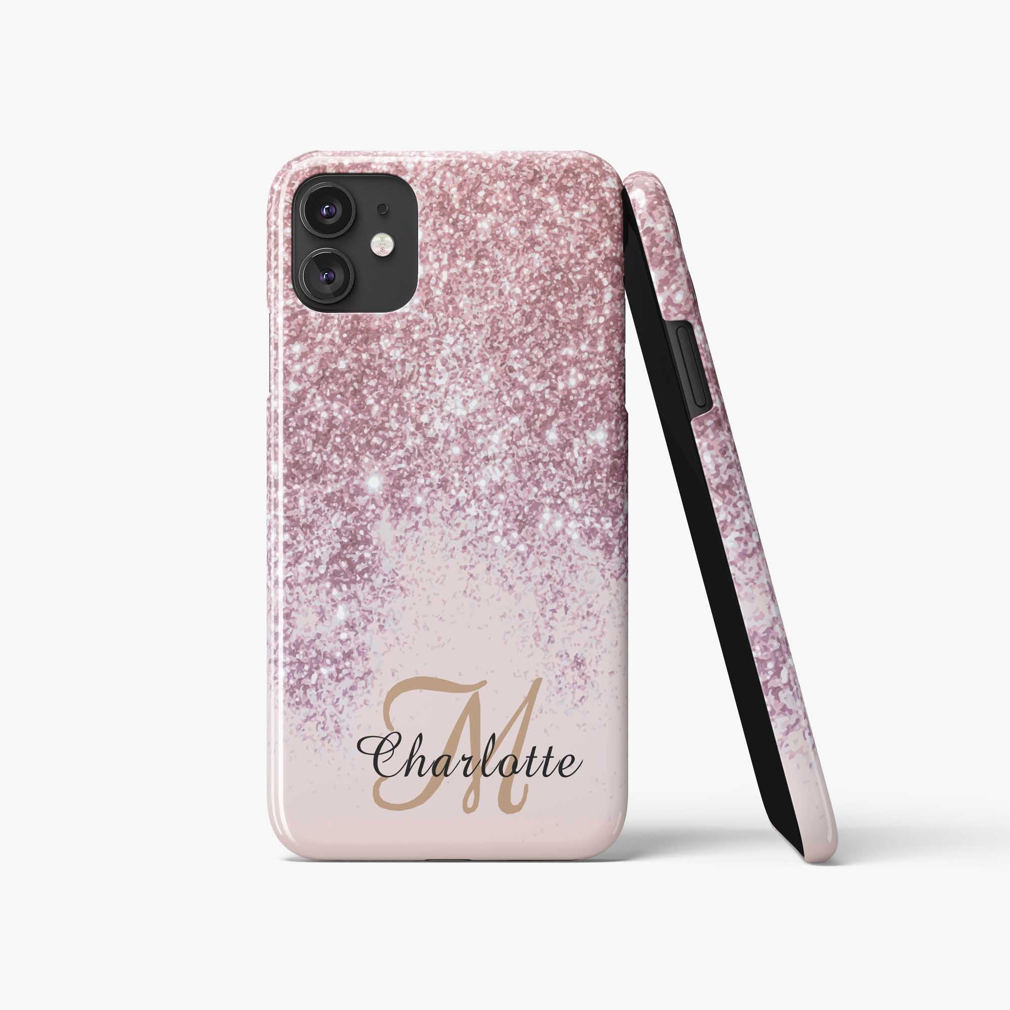 Monogrammed Phone Case (Clear) - Sprinkled With Pink